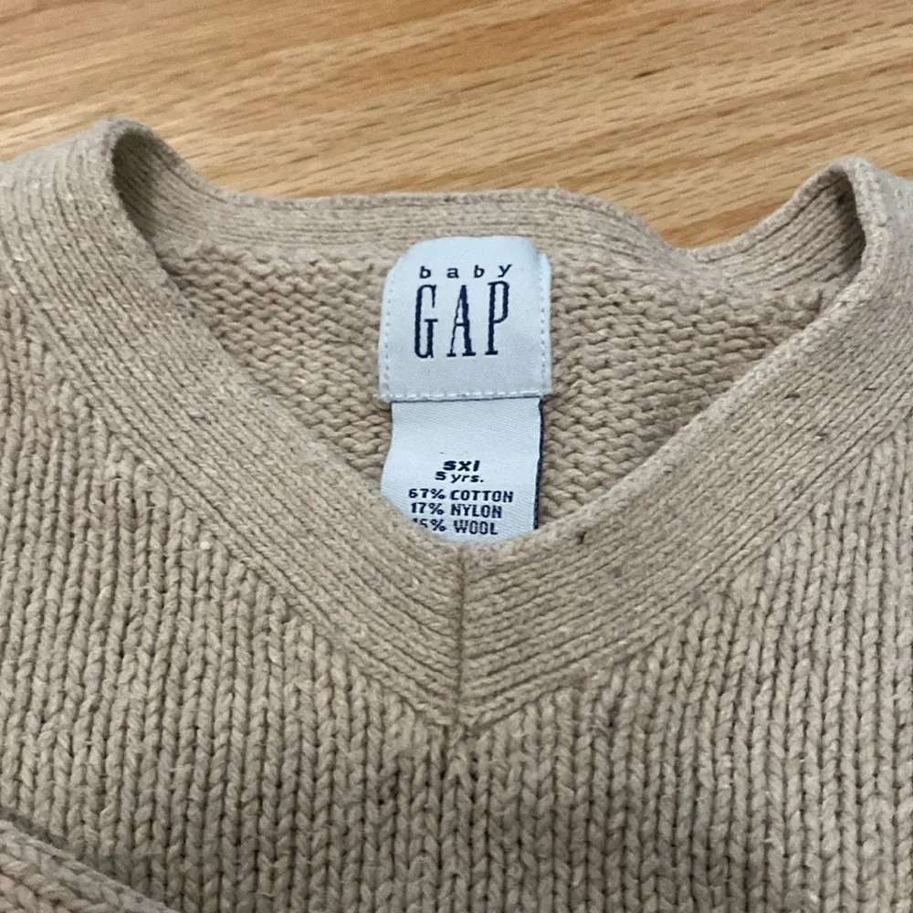 Baby Gap wool cotton sweater kids 5XL 5 Yrs. Beige cable knit preppy unisex warm